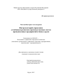 Чистова, Виктория Александровна. Инструментарий управления устойчивым развитием производственных систем промышленных предприятий и бизнес-групп: дис. кандидат наук: 08.00.05 - Экономика и управление народным хозяйством: теория управления экономическими системами; макроэкономика; экономика, организация и управление предприятиями, отраслями, комплексами; управление инновациями; региональная экономика; логистика; экономика труда. Курск. 2017. 181 с.