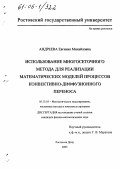 Андреева, Евгения Михайловна. Использование многосеточного метода для реализации математических моделей процессов конвективно-диффузионного переноса: дис. кандидат физико-математических наук: 05.13.18 - Математическое моделирование, численные методы и комплексы программ. Ростов-на-Дону. 2005. 183 с.