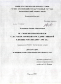 Железнякова, Евгения Александровна. История формирования и совершенствования государственной службы России: 2000-2008 гг.: дис. кандидат исторических наук: 07.00.02 - Отечественная история. Воронеж. 2010. 229 с.