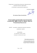 Молдажанов Марат Бетимбаевич. Кластерная организация как инструмент повышения эффективности сферы туризма Республики Казахстан\n: дис. кандидат наук: 08.00.05 - Экономика и управление народным хозяйством: теория управления экономическими системами; макроэкономика; экономика, организация и управление предприятиями, отраслями, комплексами; управление инновациями; региональная экономика; логистика; экономика труда. ФГБОУ ВО «Сочинский государственный университет». 2015. 154 с.