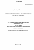 Горбань, Андрей Евгеньевич. Компетенция миграционных органов в субъектах Российской Федерации: дис. кандидат юридических наук: 12.00.14 - Административное право, финансовое право, информационное право. Волгоград. 2006. 185 с.