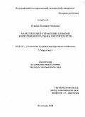 Кукаева, Людмила Ивановна. Маркетинговое управление ценовой конкуренцией на рынке мясопродуктов: дис. кандидат экономических наук: 08.00.05 - Экономика и управление народным хозяйством: теория управления экономическими системами; макроэкономика; экономика, организация и управление предприятиями, отраслями, комплексами; управление инновациями; региональная экономика; логистика; экономика труда. Волгоград. 2008. 127 с.