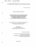 Фоменко, Мария Викторовна. Математическое моделирование динамической оптимизации распределения ресурсов в условиях неопределенности: дис. кандидат физико-математических наук: 05.13.18 - Математическое моделирование, численные методы и комплексы программ. Москва. 2005. 149 с.