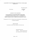 Хамитов, Тагир Камилевич. Математическое моделирование и численно-аналитические методы расчета устойчивости тонкостенных конструкций при продольном ударе: дис. кандидат технических наук: 05.13.18 - Математическое моделирование, численные методы и комплексы программ. Казань. 2013. 167 с.