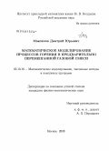 Максимов, Дмитрий Юрьевич. Математическое моделирование процессов горения в предварительно перемешанной газовой смеси: дис. кандидат физико-математических наук: 05.13.18 - Математическое моделирование, численные методы и комплексы программ. Москва. 2008. 83 с.