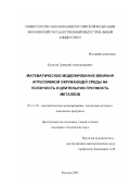 Кулагин, Дмитрий Александрович. Математическое моделирование влияния агрессивной окружающей среды на ползучесть и длительную прочность металлов: дис. кандидат технических наук: 05.13.18 - Математическое моделирование, численные методы и комплексы программ. Москва. 2003. 134 с.