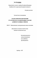 Чулкова, Елена Александровна. Математическое обеспечение стратегического планирования сельских административных районов: дис. кандидат экономических наук: 08.00.13 - Математические и инструментальные методы экономики. Оренбург. 2007. 209 с.