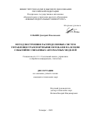 Елькин Дмитрий Максимович. Метод построения распределенных систем управления транспортными потоками на основе событийно связанных автоматных моделей: дис. кандидат наук: 00.00.00 - Другие cпециальности. ФГАОУ ВО «Южный федеральный университет». 2023. 203 с.
