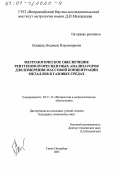 Осипова, Людмила Владимировна. Метрологическое обеспечение рентгенофлуоресцентных анализаторов для измерения массовой концентрации металлов в газовых средах: дис. кандидат технических наук: 05.11.15 - Метрология и метрологическое обеспечение. Санкт-Петербург. 2001. 132 с.