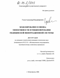 Гусев, Александр Владимирович. Моделирование и оценка эффективности функционирования медицинской информационной системы: дис. кандидат технических наук: 05.13.18 - Математическое моделирование, численные методы и комплексы программ. Петрозаводск. 2004. 145 с.