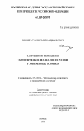 Блохин, Станислав Владимирович. Направления укрепления экономической безопасности России в современных условиях: дис. кандидат экономических наук: 05.13.10 - Управление в социальных и экономических системах. Москва. 2006. 180 с.