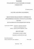 Захарян, Ангелина Валерьевна. Обеспечение финансовой устойчивости предпринимательских структур в аграрном секторе: На материалах Краснодарского края: дис. кандидат экономических наук: 08.00.05 - Экономика и управление народным хозяйством: теория управления экономическими системами; макроэкономика; экономика, организация и управление предприятиями, отраслями, комплексами; управление инновациями; региональная экономика; логистика; экономика труда. Краснодар. 2006. 166 с.