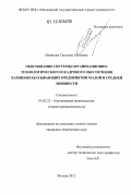 Новикова, Светлана Алимовна. Обоснование системы организационно-технологического и кадрового обеспечения камнеобрабатывающих предприятий малой и средней мощности: дис. кандидат технических наук: 05.02.22 - Организация производства (по отраслям). Москва. 2012. 102 с.