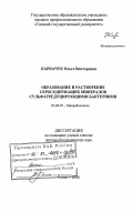 Карначук, Ольга Викторовна. Образование и растворение серосодержащих минералов сульфатредуцирующими бактериями: дис. доктор биологических наук: 03.00.07 - Микробиология. Томск. 2006. 200 с.