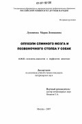 Лукоянова, Мария Леонидовна. Опухоли спинного мозга и позвоночного столба у собак: дис. кандидат ветеринарных наук: 16.00.02 - Патология, онкология и морфология животных. Москва. 2007. 138 с.