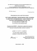 Мордвинков, Александр Григорьевич. Организационно-экономические основы развития и повышение эффективности малого предпринимательства в сельском хозяйстве: На материалах Республики Тыва: дис. кандидат экономических наук: 08.00.05 - Экономика и управление народным хозяйством: теория управления экономическими системами; макроэкономика; экономика, организация и управление предприятиями, отраслями, комплексами; управление инновациями; региональная экономика; логистика; экономика труда. Новосибирск. 2005. 144 с.