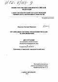 Шалятов, Евгений Иванович. Организация системы управления рисками на предприятиях: дис. кандидат экономических наук: 08.00.05 - Экономика и управление народным хозяйством: теория управления экономическими системами; макроэкономика; экономика, организация и управление предприятиями, отраслями, комплексами; управление инновациями; региональная экономика; логистика; экономика труда. Санкт-Петербург. 2001. 146 с.
