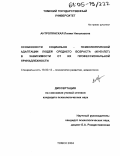 Антропянская, Лилия Николаевна. Особенности социально-психологической адаптации людей среднего возраста (45-60 лет) в зависимости от их профессиональной принадлежности: дис. кандидат психологических наук: 19.00.13 - Психология развития, акмеология. Томск. 2004. 251 с.