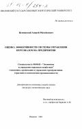 Цешинский, Андрей Михайлович. Оценка эффективности системы управления персоналом на предприятии: дис. кандидат экономических наук: 08.00.05 - Экономика и управление народным хозяйством: теория управления экономическими системами; макроэкономика; экономика, организация и управление предприятиями, отраслями, комплексами; управление инновациями; региональная экономика; логистика; экономика труда. Иваново. 2001. 202 с.