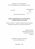 Черепкова, Татьяна Николаевна. Оценка экономических ресурсов развития муниципальных образований: дис. кандидат экономических наук: 08.00.05 - Экономика и управление народным хозяйством: теория управления экономическими системами; макроэкономика; экономика, организация и управление предприятиями, отраслями, комплексами; управление инновациями; региональная экономика; логистика; экономика труда. Новосибирск. 2009. 185 с.