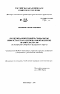 Ратьковская, Татьяна Георгиевна. Поддержка инвестиций в социальную инфраструктуру в региональной политике Правительства РФ: на материалах Сибирского федерального округа: дис. кандидат экономических наук: 08.00.05 - Экономика и управление народным хозяйством: теория управления экономическими системами; макроэкономика; экономика, организация и управление предприятиями, отраслями, комплексами; управление инновациями; региональная экономика; логистика; экономика труда. Новосибирск. 2007. 215 с.