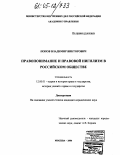 Попов, Владимир Викторович. Правопонимание и правовой нигилизм в российском обществе: дис. кандидат юридических наук: 12.00.01 - Теория и история права и государства; история учений о праве и государстве. Москва. 2004. 225 с.