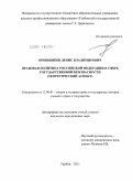 Ирошников, Денис Владимирович. Правовая политика Российской Федерации в сфере государственной безопасности: теоретический аспект: дис. кандидат юридических наук: 12.00.01 - Теория и история права и государства; история учений о праве и государстве. Тамбов. 2011. 166 с.