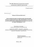 Макарычев, Владимир Николаевич. Программно-целевое планирование комплексной реконструкции объектов социальной инфраструктуры как механизм инвестиционной политики государства на рынке жилищных услуг: дис. кандидат экономических наук: 08.00.05 - Экономика и управление народным хозяйством: теория управления экономическими системами; макроэкономика; экономика, организация и управление предприятиями, отраслями, комплексами; управление инновациями; региональная экономика; логистика; экономика труда. Москва. 2009. 149 с.