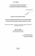 Плякин, Александр Валентинович. Пространственная экономическая трансформация региональной природно-хозяйственной системы: дис. доктор экономических наук: 08.00.05 - Экономика и управление народным хозяйством: теория управления экономическими системами; макроэкономика; экономика, организация и управление предприятиями, отраслями, комплексами; управление инновациями; региональная экономика; логистика; экономика труда. Волгоград. 2007. 349 с.