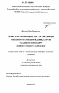 Дрюпина, Инна Валерьевна. Психолого-эргономические составляющие успешности служебной деятельности младшего командира военно-учебного заведения: дис. кандидат психологических наук: 19.00.03 - Психология труда. Инженерная психология, эргономика.. Москва. 2007. 229 с.