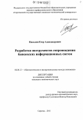 Палькин, Егор Александрович. Разработка инструментов сопровождения банковских информационных систем: дис. кандидат экономических наук: 08.00.13 - Математические и инструментальные методы экономики. Саратов. 2011. 148 с.