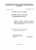 Нефедова, Елена Анатольевна. Развитие малого сельского предпринимательства: дис. кандидат экономических наук: 08.00.05 - Экономика и управление народным хозяйством: теория управления экономическими системами; макроэкономика; экономика, организация и управление предприятиями, отраслями, комплексами; управление инновациями; региональная экономика; логистика; экономика труда. Москва. 2009. 183 с.