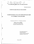 Вышегородцев, Михаил Михайлович. Развитие рынка труда Российской Федерации в условиях глобализации: дис. кандидат экономических наук: 08.00.14 - Мировая экономика. Москва. 2000. 298 с.