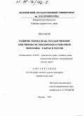 Янь Имэй. Развитие теории права государственной собственности при переходе к рыночной экономике в Китае и России: дис. кандидат юридических наук: 12.00.03 - Гражданское право; предпринимательское право; семейное право; международное частное право. Москва. 1995. 170 с.