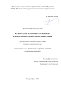 Куклинова Полина Сергеевна. Региональное экономическое развитие: влияние немонетарных факторов инфляции: дис. кандидат наук: 00.00.00 - Другие cпециальности. ФГБОУ ВО «Уральский государственный экономический университет». 2024. 224 с.