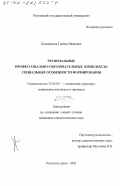 Большакова, Галина Ивановна. Региональные профессионально-образовательные комплексы: Социальные особенности формирования: дис. кандидат социологических наук: 22.00.04 - Социальная структура, социальные институты и процессы. Ростов-на-Дону. 2001. 167 с.