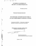 Иосипенко, Владимир Даниилович. Регулирование потребительского рынка в составе хозяйственного комплекса региона: дис. кандидат экономических наук: 08.00.05 - Экономика и управление народным хозяйством: теория управления экономическими системами; макроэкономика; экономика, организация и управление предприятиями, отраслями, комплексами; управление инновациями; региональная экономика; логистика; экономика труда. Саратов. 2002. 173 с.