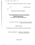 Москвитина, Раиса Сергеевна. Регулирование рынка продукции животноводства: На примере Республики Мордовия: дис. кандидат экономических наук: 08.00.05 - Экономика и управление народным хозяйством: теория управления экономическими системами; макроэкономика; экономика, организация и управление предприятиями, отраслями, комплексами; управление инновациями; региональная экономика; логистика; экономика труда. Саранск. 2001. 234 с.