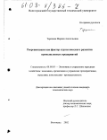 Терехина, Марина Анатольевна. Реорганизация как фактор стратегического развития промышленных предприятий: дис. кандидат экономических наук: 08.00.05 - Экономика и управление народным хозяйством: теория управления экономическими системами; макроэкономика; экономика, организация и управление предприятиями, отраслями, комплексами; управление инновациями; региональная экономика; логистика; экономика труда. Волгоград. 2002. 190 с.