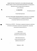 Говако, Иван Борисович. Реструктуризация промышленного сектора в условиях спада экономического развития территории: На примере Еврейской автономной области: дис. кандидат экономических наук: 08.00.05 - Экономика и управление народным хозяйством: теория управления экономическими системами; макроэкономика; экономика, организация и управление предприятиями, отраслями, комплексами; управление инновациями; региональная экономика; логистика; экономика труда. Хабаровск. 2006. 179 с.