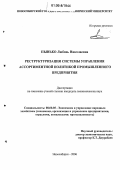 Пынько, Любовь Николаевна. Реструктуризация системы управления ассортиментной политикой промышленного предприятия: дис. кандидат экономических наук: 08.00.05 - Экономика и управление народным хозяйством: теория управления экономическими системами; макроэкономика; экономика, организация и управление предприятиями, отраслями, комплексами; управление инновациями; региональная экономика; логистика; экономика труда. Новосибирск. 2006. 173 с.