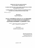 Хисомова, Хурия Камаровна. Роль семейного врача в улучшении показателей репродуктивного здоровья женщин Таджикистана: дис. кандидат медицинских наук: 14.00.33 - Общественное здоровье и здравоохранение. Душанбе. 2005. 122 с.