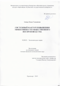 Ампар Линда Генадиевна. Системный фактор повышения эффективности общественного воспроизводства: дис. кандидат наук: 08.00.01 - Экономическая теория. ФГБОУ ВО «Северо-Осетинский государственный университет имени Коста Левановича Хетагурова». 2019. 175 с.