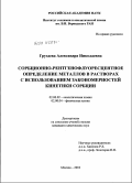 Груздева, Александра Николаевна. Сорбционно-рентгенофлуоресцентное определение металлов в растворах с использованием закономерностей кинетики сорбции: дис. кандидат химических наук: 02.00.02 - Аналитическая химия. Москва. 2010. 187 с.