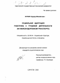 Зоткин, Эдуард Михайлович. Социальная адаптация работника к трудовой деятельности: На железнодорожном транспорте: дис. кандидат социологических наук: 22.00.04 - Социальная структура, социальные институты и процессы. Саратов. 2002. 125 с.