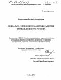 Колесниченко, Елена Александровна. Социально-экономическая среда развития промышленности региона: дис. кандидат экономических наук: 08.00.05 - Экономика и управление народным хозяйством: теория управления экономическими системами; макроэкономика; экономика, организация и управление предприятиями, отраслями, комплексами; управление инновациями; региональная экономика; логистика; экономика труда. Тамбов. 2003. 170 с.