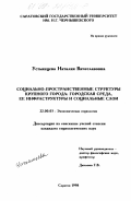 Устьянцева, Наталия Вячеславовна. Социально-пространственные структуры крупного города: Городская среда, ее инфраструктуры и социальные слои: дис. кандидат социологических наук: 22.00.03 - Экономическая социология и демография. Саратов. 1998. 165 с.