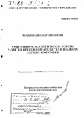 Чиликин, Александр Николаевич. Социально-психологические основы развития предпринимательства в реальном секторе экономики: дис. доктор психологических наук: 19.00.05 - Социальная психология. Москва. 2000. 270 с.