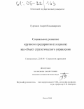 Куренков, Андрей Владимирович. Социальное развитие крупного предприятия (холдинга) как объект стратегического управления: дис. кандидат социологических наук: 22.00.08 - Социология управления. Пенза. 2004. 196 с.