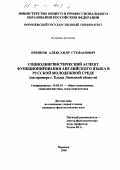 Еренков, Александр Стефанович. Социолингвистический аспект функционирования английского языка в русской молодежной среде: На примере г. Ельца Липецкой области: дис. кандидат филологических наук: 10.02.19 - Теория языка. Воронеж. 1998. 152 с.